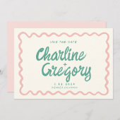 Retro Roze handschrift bruiloft opslaan Datum Kaart