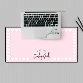 Retro Roze Hart Patroon Leuke Trendy Script Naam Bureaumat