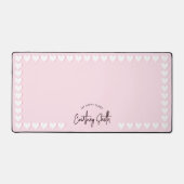 Retro Roze Hart Patroon Leuke Trendy Script Naam Bureaumat (Voorkant)