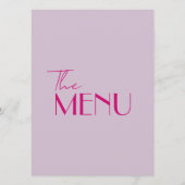 Retro Roze Helder Funky Modern Frans Bruiloft Menu (Achterkant)