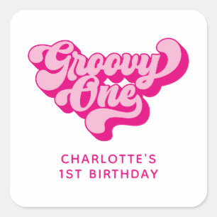 Retro Roze Hippische Eén Vierkante Sticker