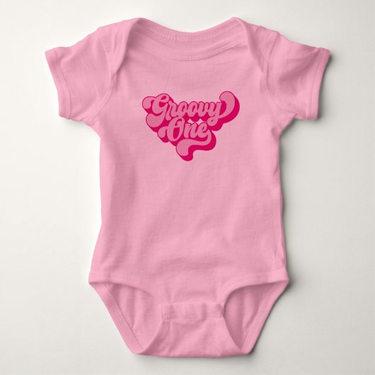 Retro Roze Hot Groovy Eén Romper (Voorkant)