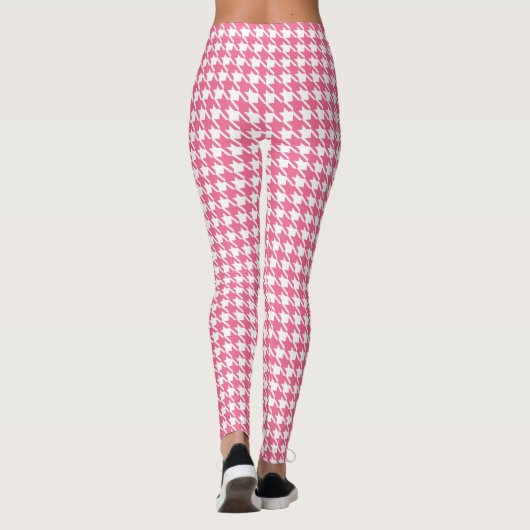 Retro roze houndstooth broek leggings (Achterkant)
