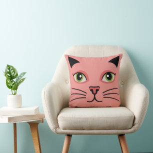 Retro Roze Kat Kussen
