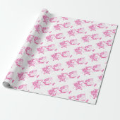 Retro Roze Kerst Kitten en Puppy Cadeaupapier (Uitgerold)