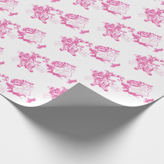 Retro Roze Kerst Kitten en Puppy Cadeaupapier (Hoek)