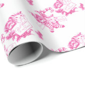 Retro Roze Kerst Kitten en Puppy Cadeaupapier (Rol Hoek)