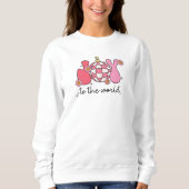 Retro Roze Kerst Sweatshirt Joy to the World (Voorkant)