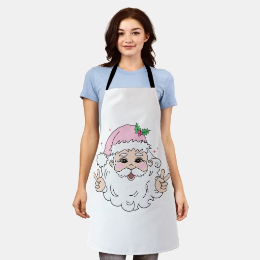 Retro  roze kerstkerstkerstkerstkerstkerstkerstman schort (Gedragen)