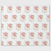 Retro Roze Kerstman Cadeaupapier (Vlak)
