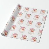 Retro Roze Kerstman Cadeaupapier (Uitgerold)