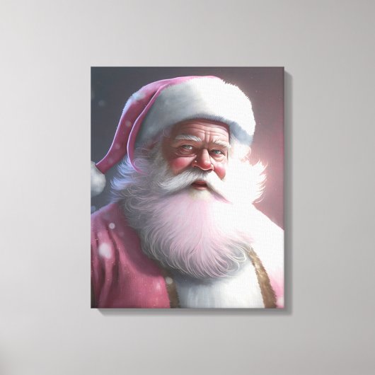 Retro  roze kerstman canvas afdruk (Voorkant)