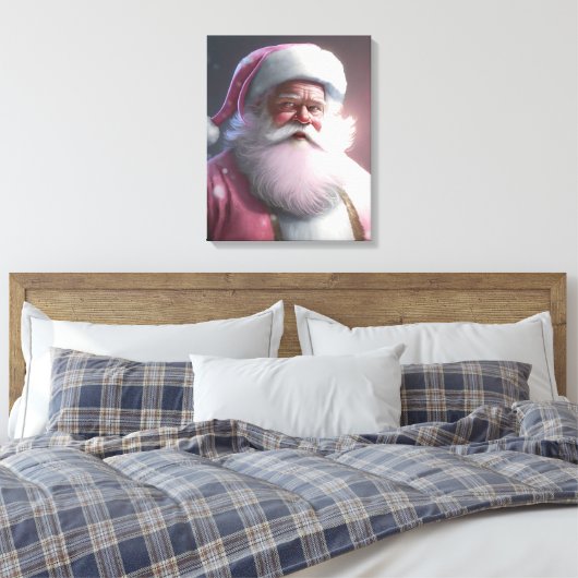 Retro roze kerstman canvas afdruk (Insitu (Slaapkamer))