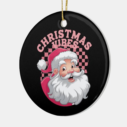 Retro Roze Kerstman Keramisch Ornament (Links)