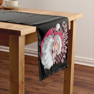 Retro Roze Kerstman Kerstmis Korte Tafelloper