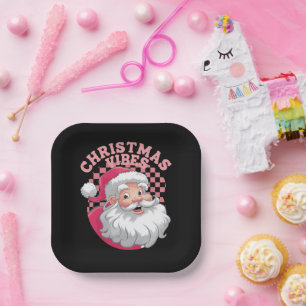 Retro Roze Kerstman Kerstmis Papieren Bordje
