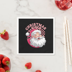 Retro Roze Kerstman Kerstmis Servet