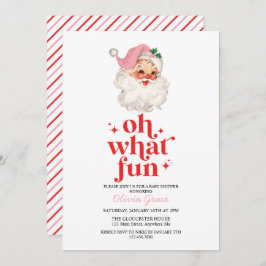 Retro Roze Kerstman oh wat leuk Baby shower Kaart