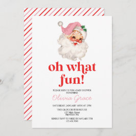 Retro Roze Kerstman oh wat leuk Baby shower Kaart