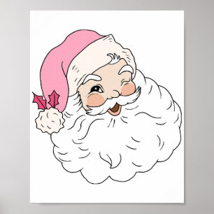 Retro  roze kerstman poster
