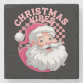  Retro Roze Kerstman Stenen Onderzetter (Voorkant)