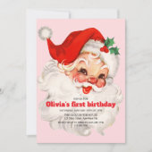 Retro Roze Kerstman verjaardag Kaart (Voorkant)