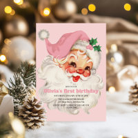 Retro Roze Kerstman verjaardag