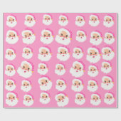 Retro Roze kerstmis Cadeaupapier (Vlak)