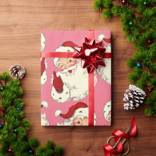 Retro Roze kerstmis Cadeaupapier (Feestdagen Geschenken)