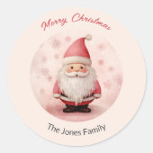 Retro Roze kerstmis Ronde Sticker (Voorkant)