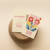 Retro Roze Kleurrijke Groovy Bloemen Boho Girly Bo Visitekaartje