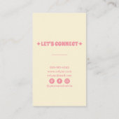 Retro Roze Kleurrijke Groovy Bloemen Boho Girly Bo Visitekaartje (Achterkant)