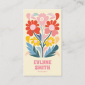Retro Roze Kleurrijke Groovy Bloemen Boho Girly Bo Visitekaartje (Voorkant)