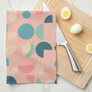Retro Roze Kleurrijke Moderne Geometrische Tribal Theedoek