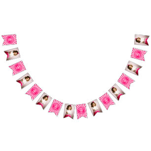 Retro Roze Koningin van Harten Verjaardagsfeest Fo Vlaggetjes