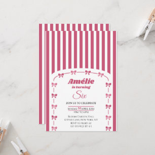 Retro Roze Lingerie Strik Meisje 6de Verjaardag Kaart