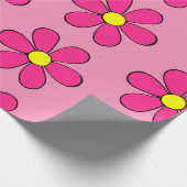 Retro roze madeliefjes inpakpapier (Hoek)