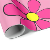 Retro roze madeliefjes inpakpapier (Rol Hoek)