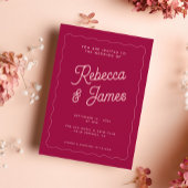 Retro Roze Magenta Fuchsia Wave Lijst Weddenschap Kaart