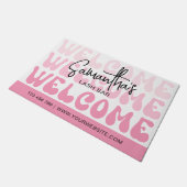 Retro Roze Moderne Schoonheidssalon Spa Welkom Deurmat (Schuin)