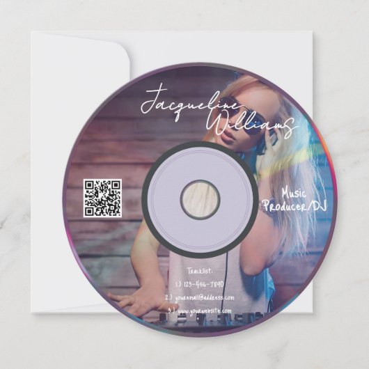 Retro Roze Muziekmaker Cd Dj Visitekaartje Kaart (Voorkant)