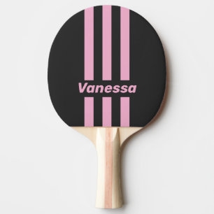 Retro Roze Nacht Drie Pin Strepen met Naam Tafeltennisbatje