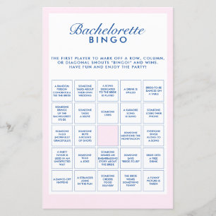 Retro Roze & Navy Blauw Bachelorette Bingogame
