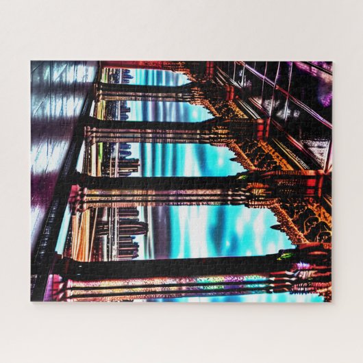 Retro Roze Neon Kleuren Schetst Fun Wild Cityscape Legpuzzel (Horizontaal)