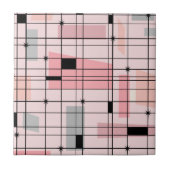 Retro Roze Net en Ceramiektegel Starbursts Tegeltje (Voorkant)