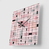 Retro Roze Net en Starbursts Square Wall Clock Vierkante Klok (Hoek)