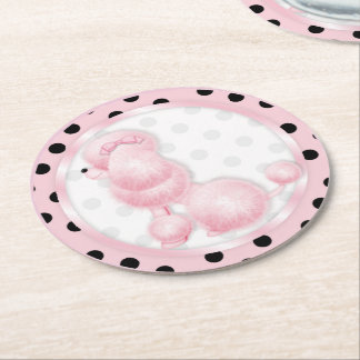 Retro Roze Onderzetters van de Franse Poodle Party