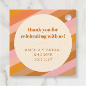 Retro Roze Oranje Aangepaste Trouwfeest Dank Je Bedankjes Labels (Achterkant)