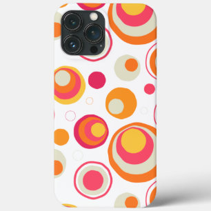 Retro Roze Oranje Chic Meisjesachtig Patroon iPhone 13 Pro Max Hoesje