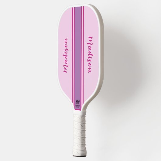 Retro Roze, Paarse & Fuchia Gestreept Pickleball Paddle (Links)